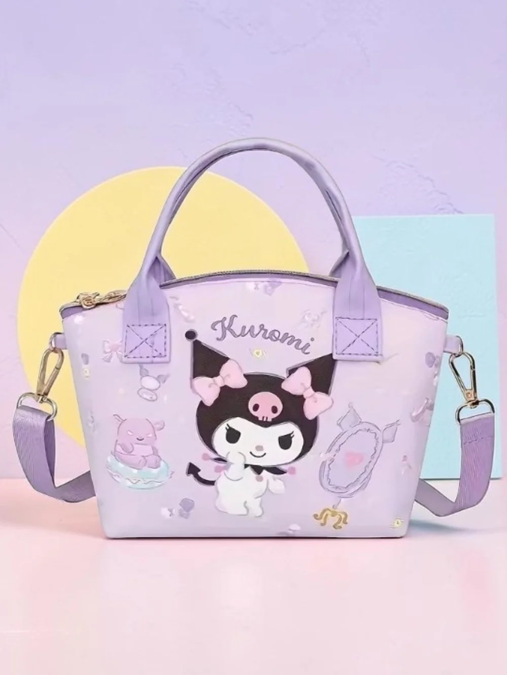 Kuromi Lavender Bow Satchel Bag